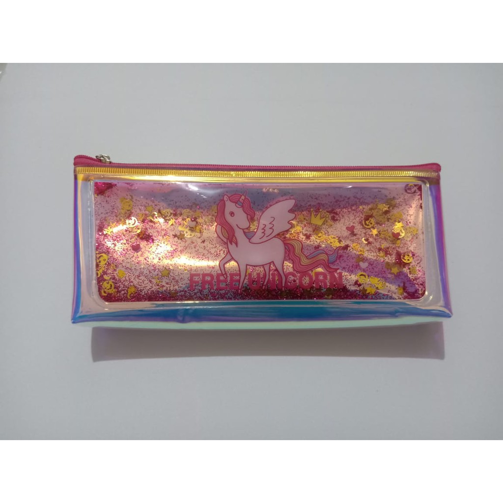 

KOTAK PENSIL LUCU HOLOGRAM IMPORT UNICORN WARNA PINK / PENSIL CASE KOREA GLITTER IMPORT PINK