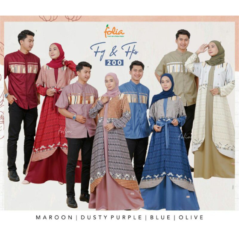 Gamis Sarimbit Couple Folia FG 200 Bahan Toyobo Mix Maxmara