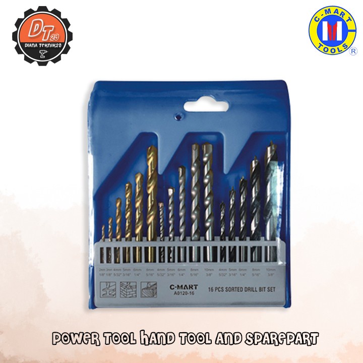 Mata Bor Multipurpose 16 pcs Set Kayu Besi Beton CMART skls bosch