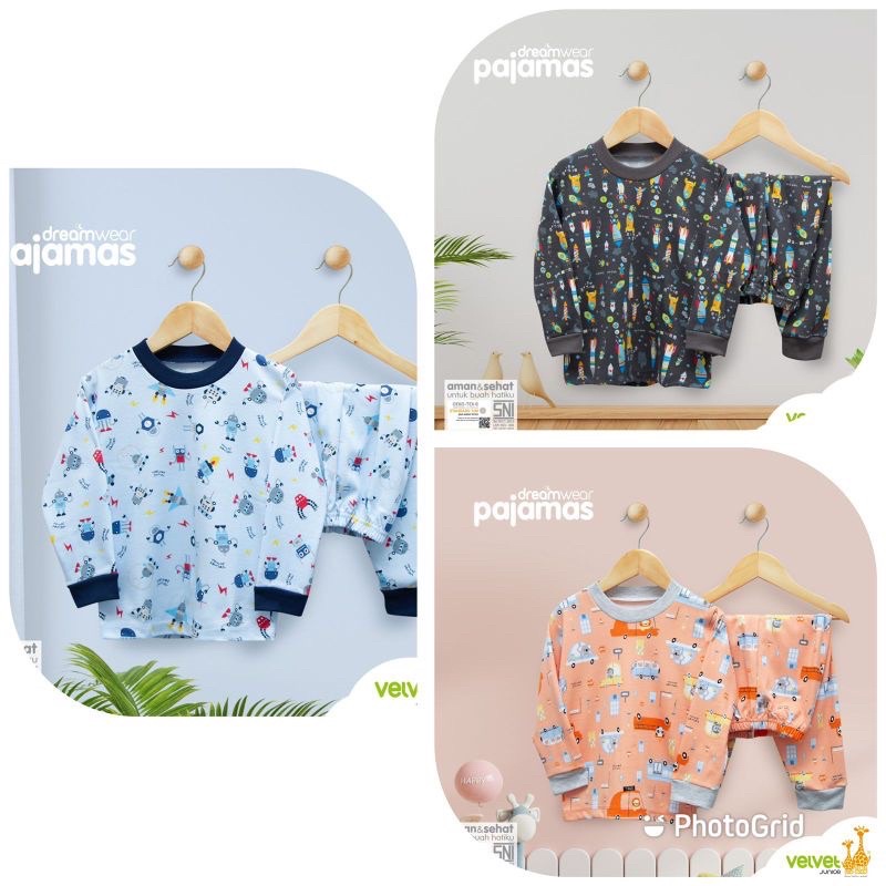 Terbaru Piyama Velvet Junior Big Size Jumbo/ Size Besar 2-10th / Piyama Katun Dreamwear