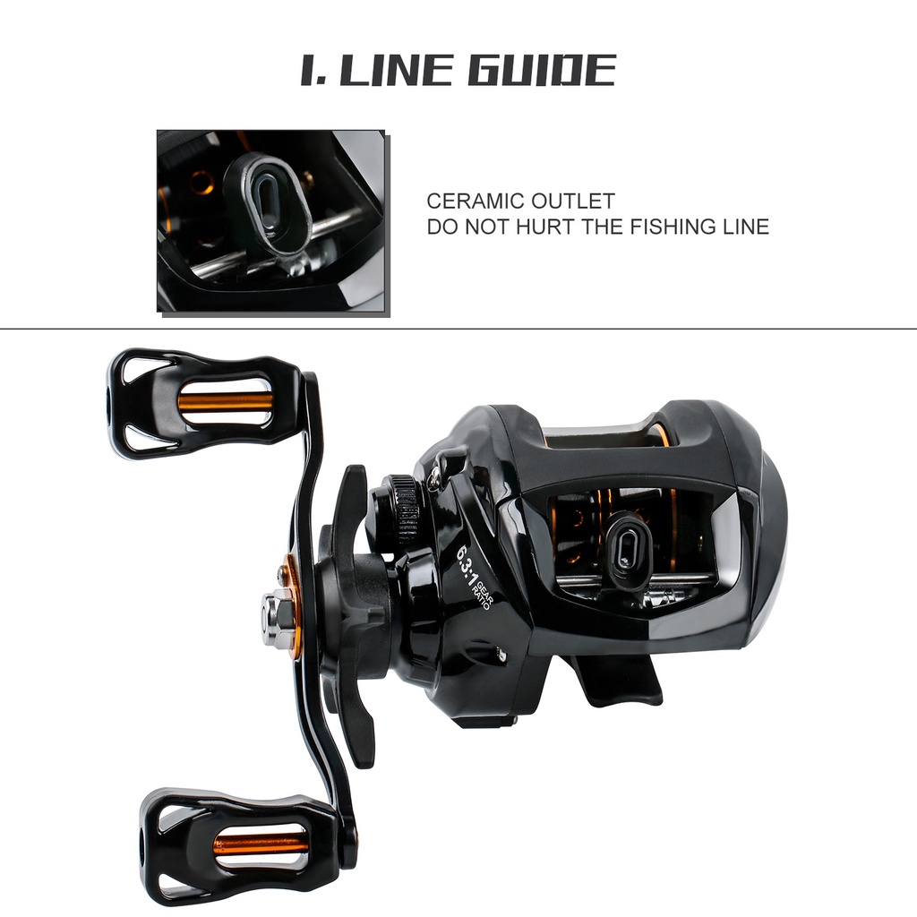 Reel pancing 12+1 BB Castiing Fishing Reel dengan gear ratio tinggi 6.3:1 Dan Metal Handle untuk alat pancing air tawar Gulungan Pancing