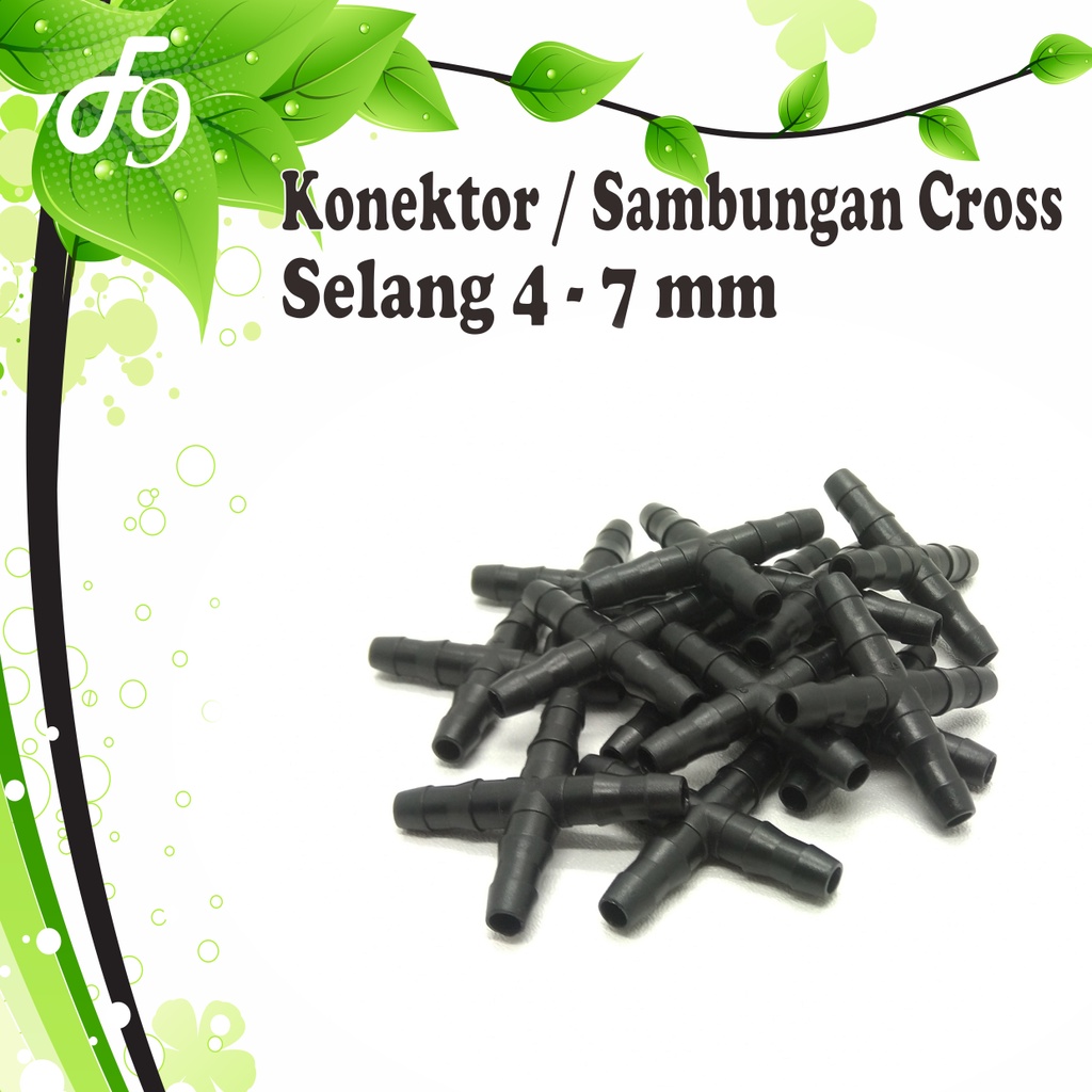 Konektor sambungan selang PE Hidroponik Nepel Tusuk 2 arah - Tee - Cross 4/7 mm