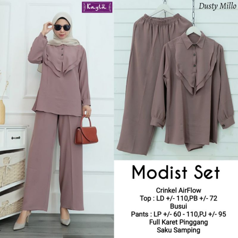 SET BLOUSE + KULOT CRINKLE AIRFLOW IMPORT POLOS MODIST SET BY KAYLA