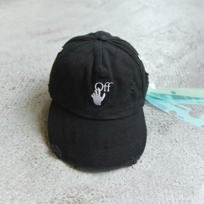 Topi New Offwhite Distressed Baseball Cap - Hitam