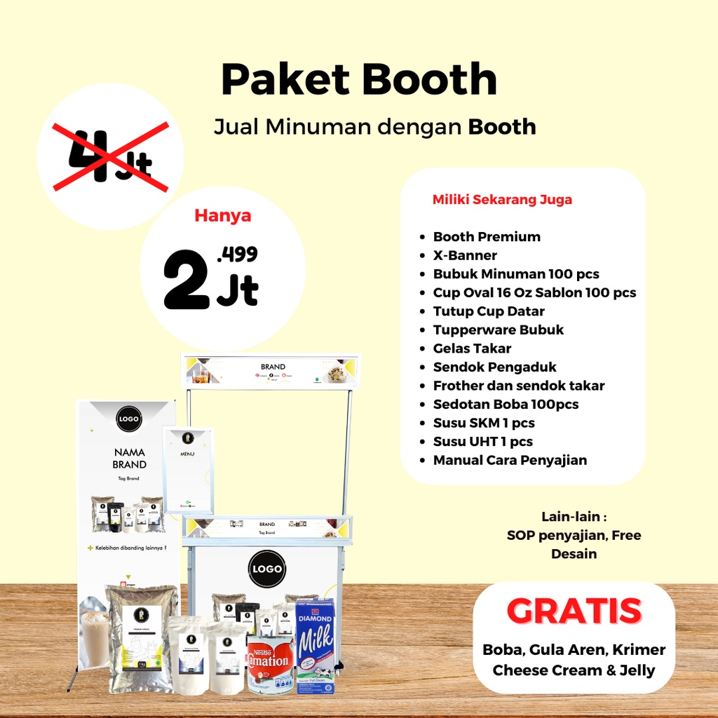 

Paket Usaha Minuman Boba, Es Coklat, Milkshake Terjangkau Booth, Bahan dan Alat