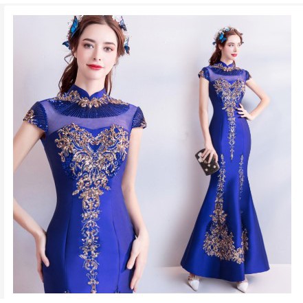 Wedding dress/gaun pesta/gaun wanita motif renda bunga elegant