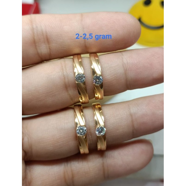 Cincin cor mata 1 Doff, Perak 925, Sepuh Emas Rosegold