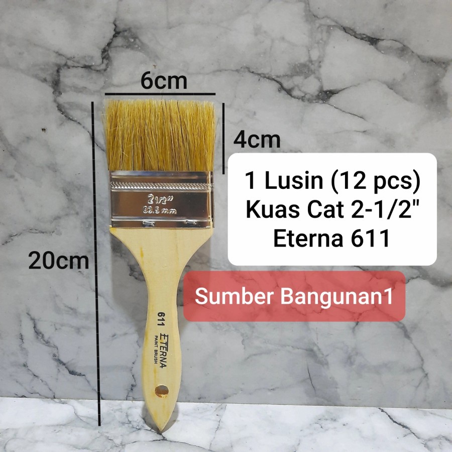 

kuas cat eterna 611 perlusin (12pcs) 2.5 inch 2-1/2" kuas cat tipis