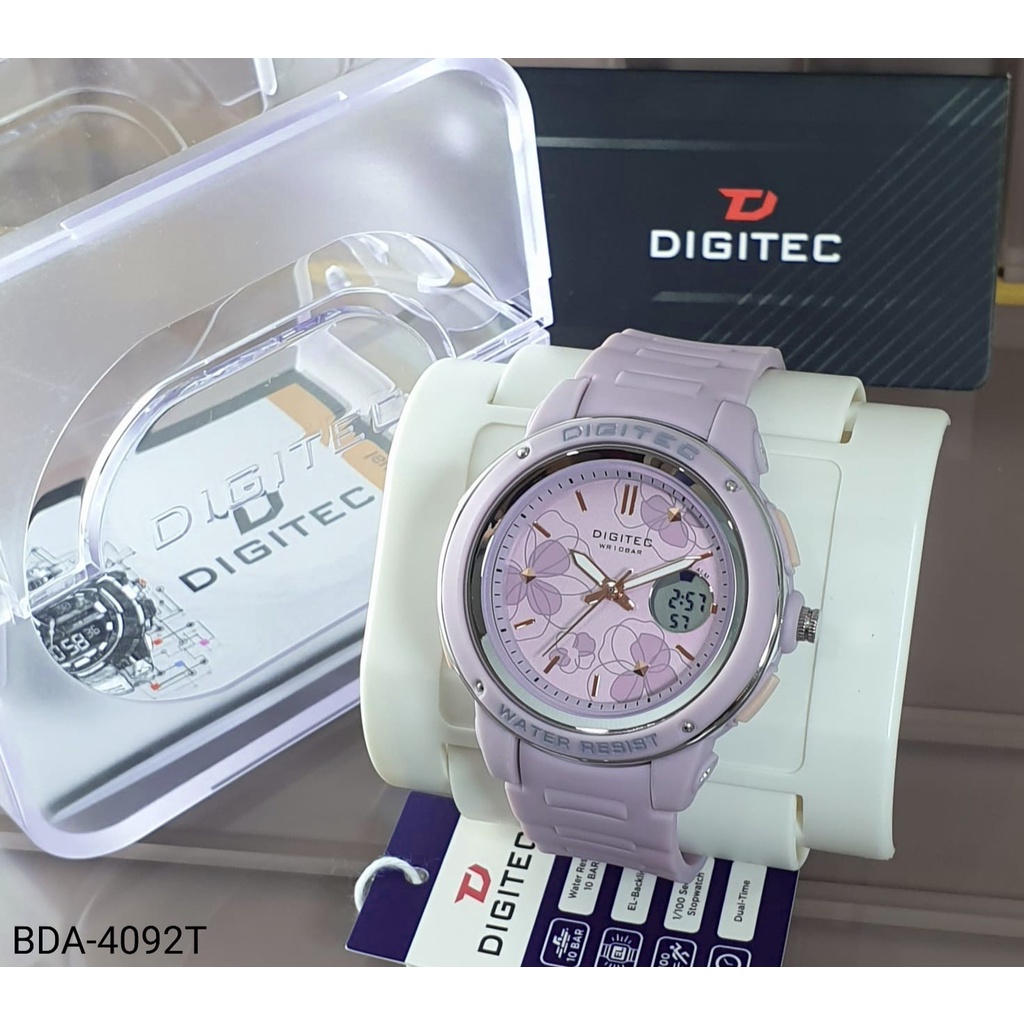 JAM TANGAN WANITA DIGITEC FLOWER BDA-4092T RUBBER DOUBLE TIME - DIAMETER 4,2 CM