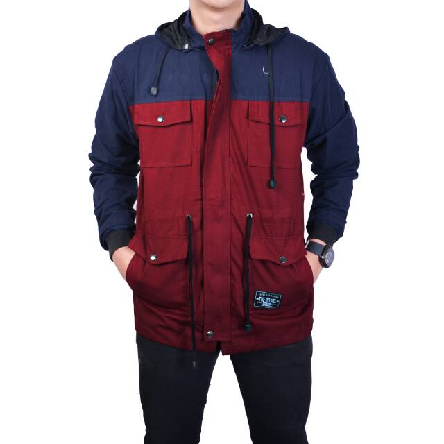 Kent Jaket Parka Reglan Maroon Navy Original