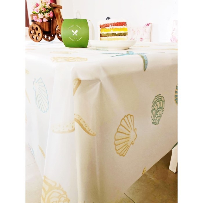 NA-Taplak Meja Anti Air Motif STARFISH bahan PEVA - TAPLAK SEASHELL