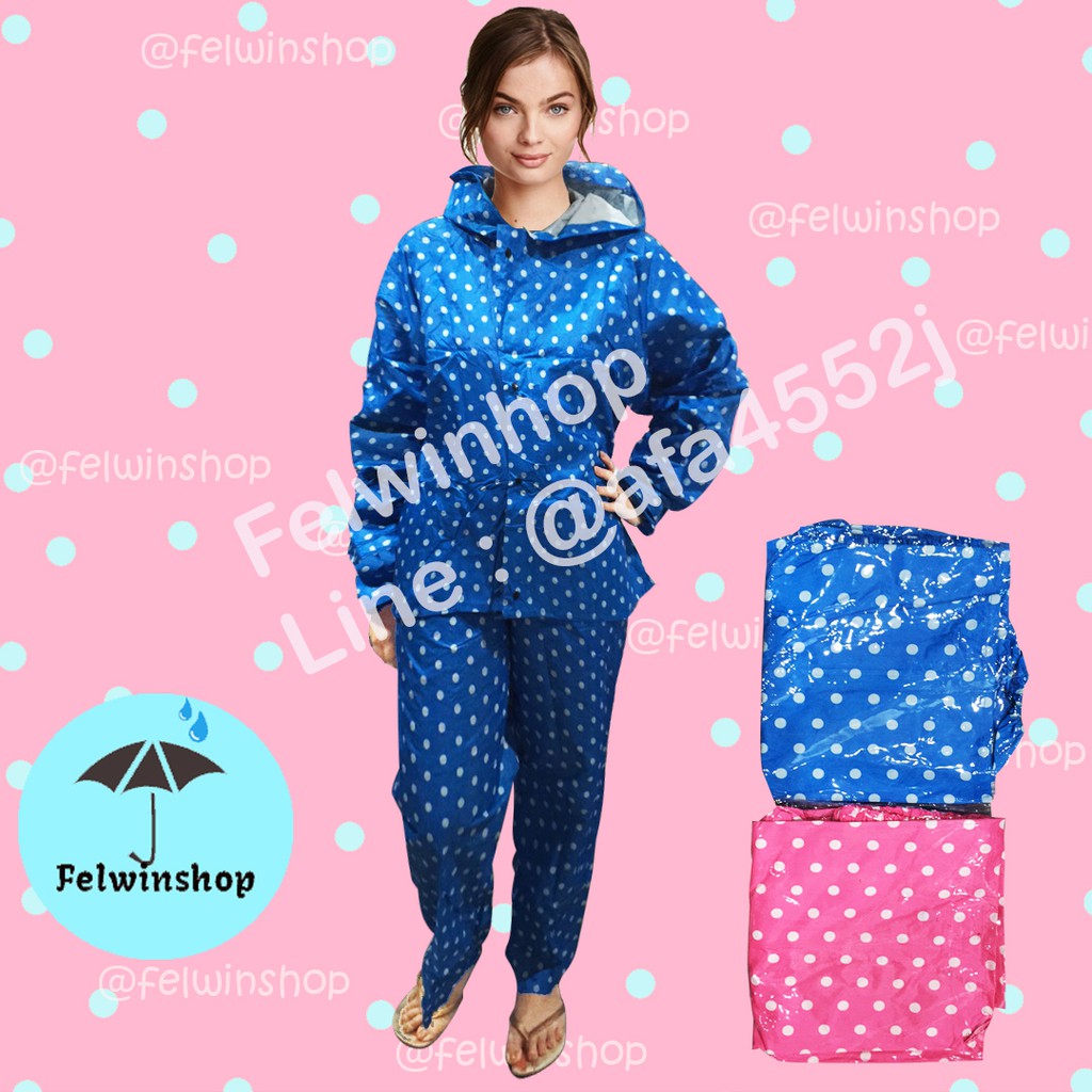 FELWINSHOP Jas Hujan Polkadot Dewasa Bahan Parasut Cantik