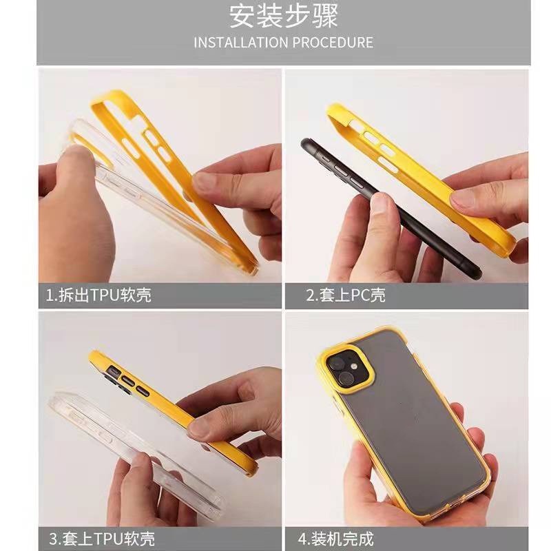 Case Bumper Silikon Transparan 2 In 1 Warna Permen Untuk IPhone 13 11 12 Pro Max XR X XS Max 6 6s 7 8 Plus 13Mini 12Mini