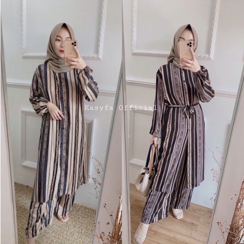 SETELAN LONG TUNIK MALIKA LD 125cm JUMBO MOTIF TIEDYE SALUR