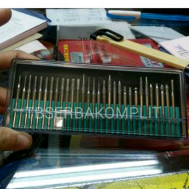 Mata bor 3mm Matabor Mini grinder Bor Intan Grinding Mata Tuner 3 mm 30pcs 30 pcs biji isi set Asli