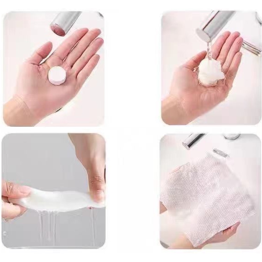 20pcs Compressed Handuk Mini Tablet Travelling Kompres Towel Portable Tisu Tissue Permen Disposable