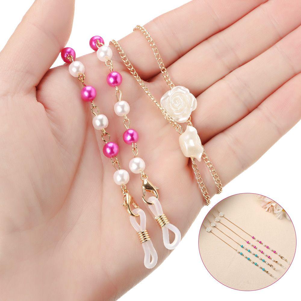 R-flower Glasses Chain Beaded Anti Hilang Mutiara Bunga Eyeglasses Cord Holder