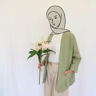 Sayuri Set in Avocado  Linen Outer and Pants by suri 