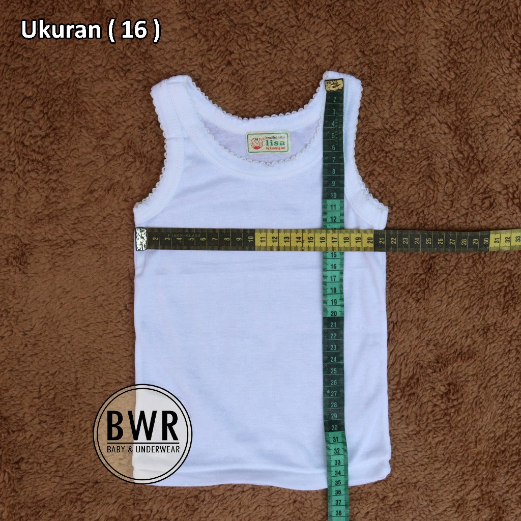 [ 6pc ]  SINGLET LISA Putih [ II A8 - H8 ] Singlet Bayi Berkualitas | SINGLET Anak SNI - Bwr