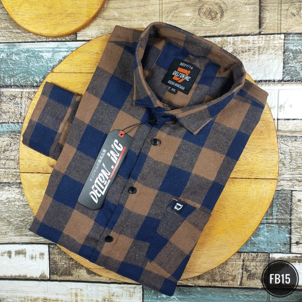 Kemeja Flanel Pria Lengan Panjang XXL 3XL|Atasan Size Big Size Kameja Cowok Panel Distro Surfing FB07