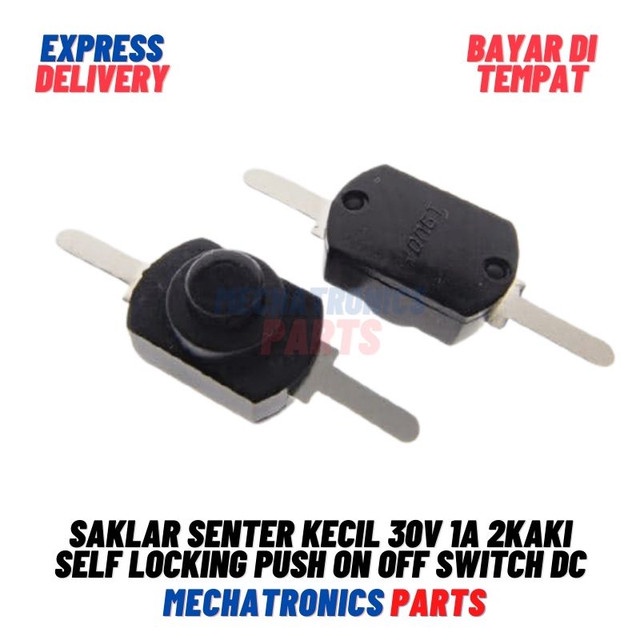 SAKLAR SENTER KECIL 30V 1A 2KAKI SELF LOCKING PUSH ON OFF SWITCH DC