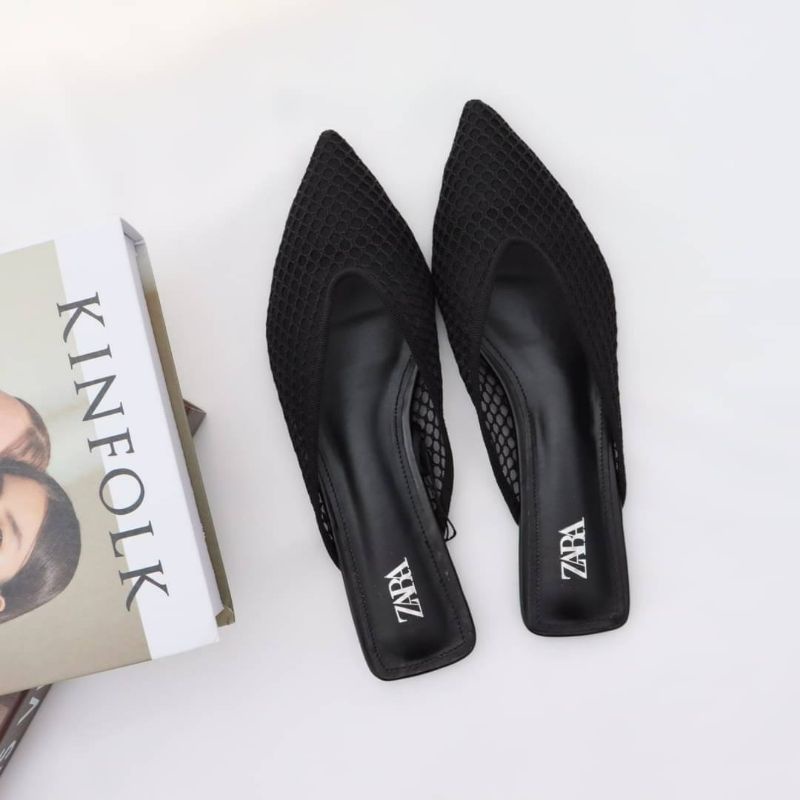 SEPATU WANITA ZARA ZS 142 FLAT MESH MULES ORI PREMIUM IMPORT