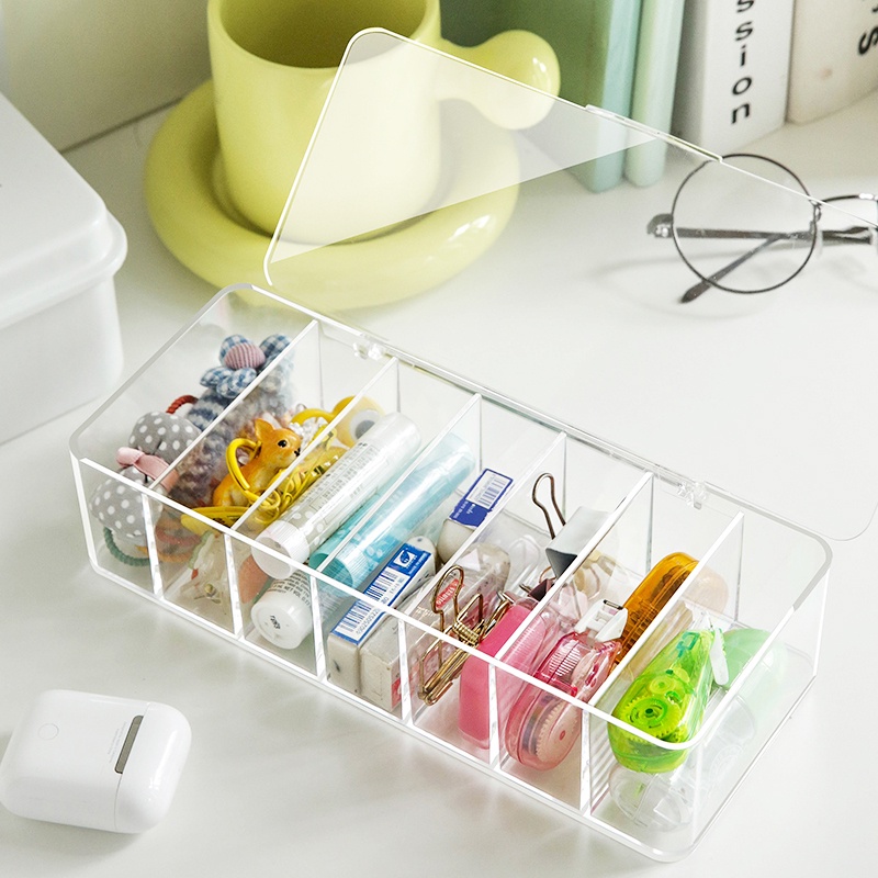 HOVELSHOP Kotak Acrylic Tempat Kabel Data Flashdisk USB Storage Organizer Meja Penyimpanan Aksesoris