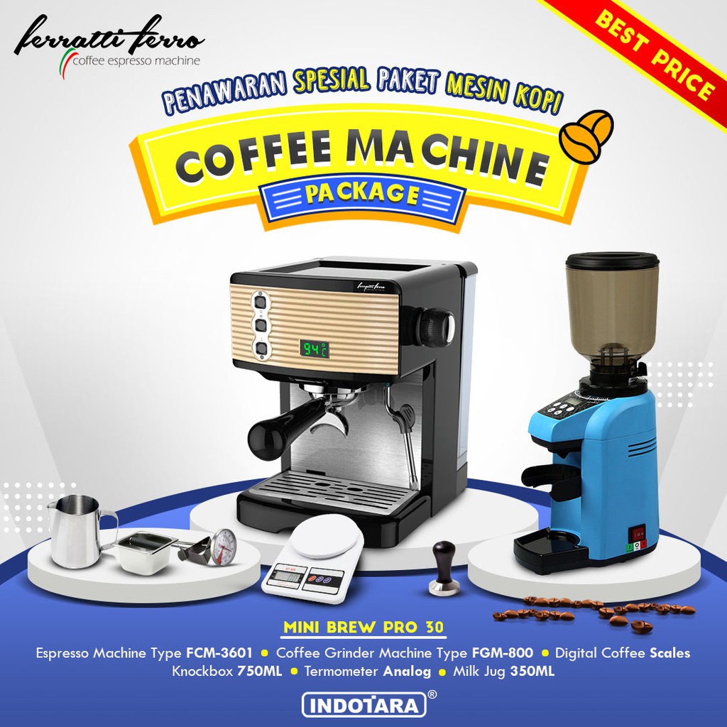 Paket mesin kopi Espresso Mini Brew Pro 28 - 29 - 30