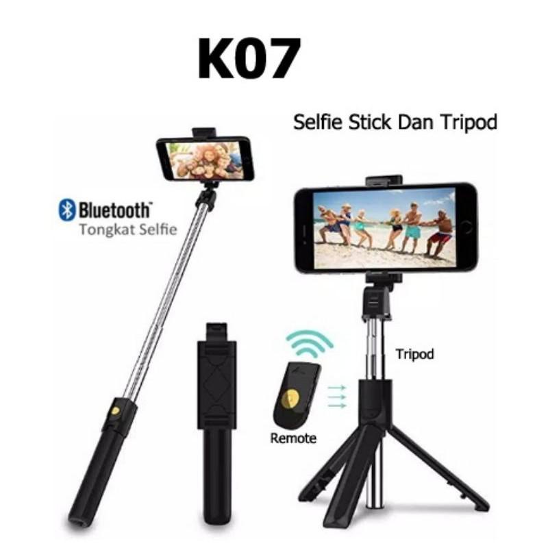 Tripod Mini K07 / 2 in 1 / Tongsis Bluetooth Wireless