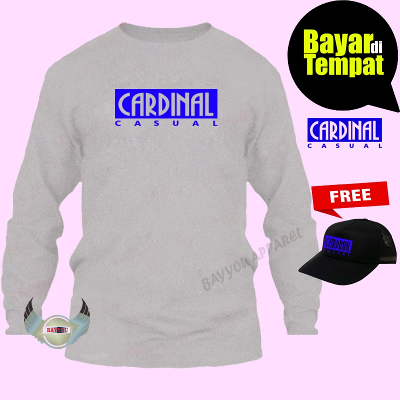 BONUS TOPI….Kaos Distro Premium/ kaos cardinal causal 05 biru lengan Panjang /Kaos Pria/Tsh/ kaos ca