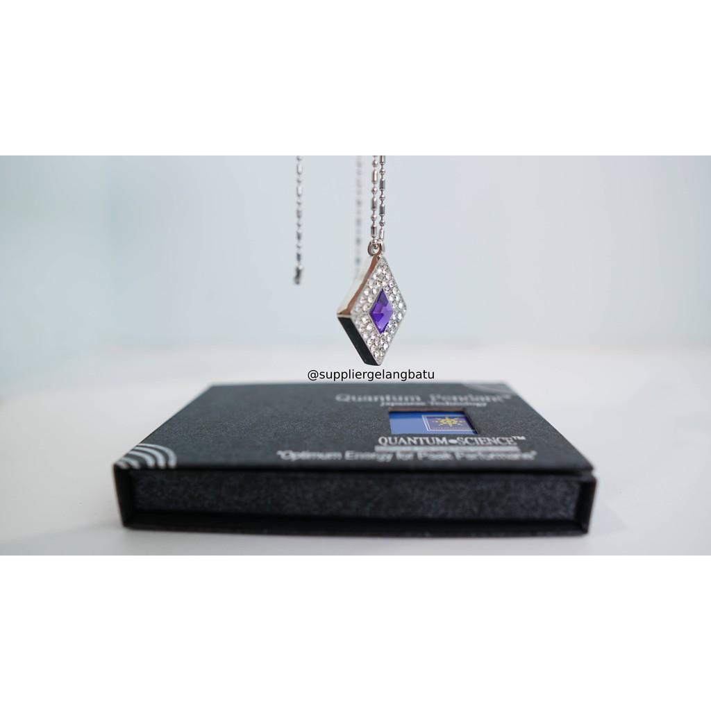 kotak swarovski hijau safir Kalung quantum Pendant Permata sapphire