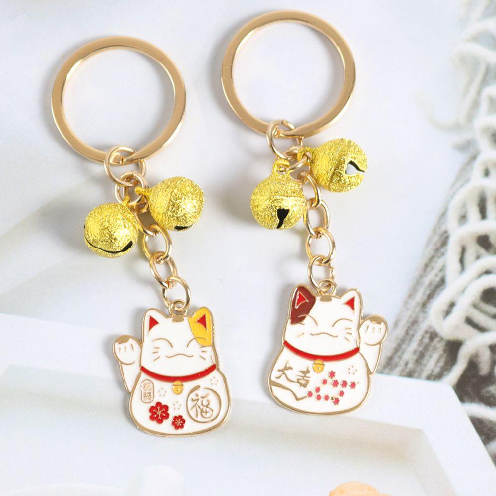 Agustinina Gantungan Kunci Lucky Cat Trendy Elegan Charm Kartun Kunci Pintu Untuk Wanita Pria Liontin Kunci Mobil