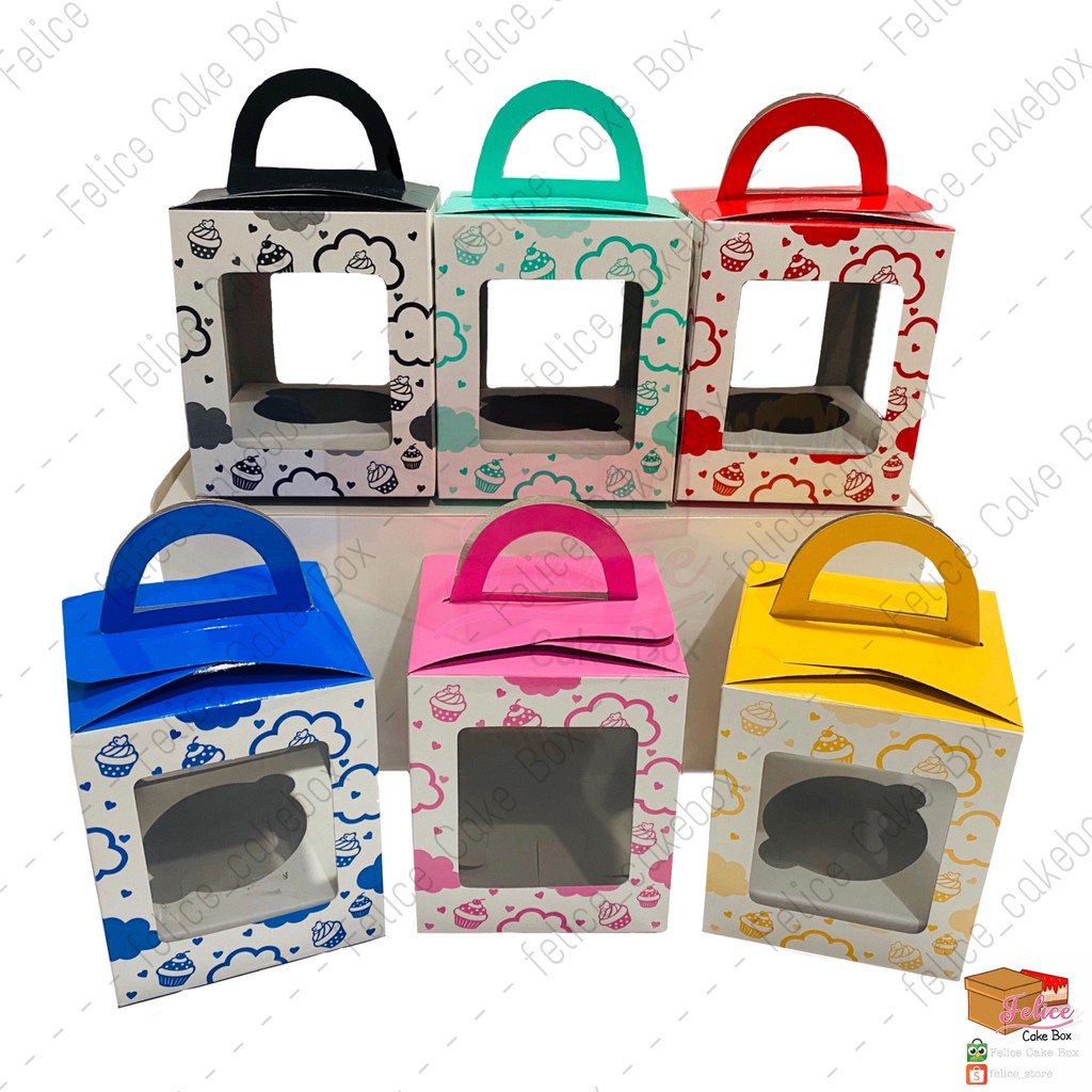 Jual BOX CUPCAKE MOTIF 9X9X10.5 CM isi 10 pcs FREE THANKYOU CARD