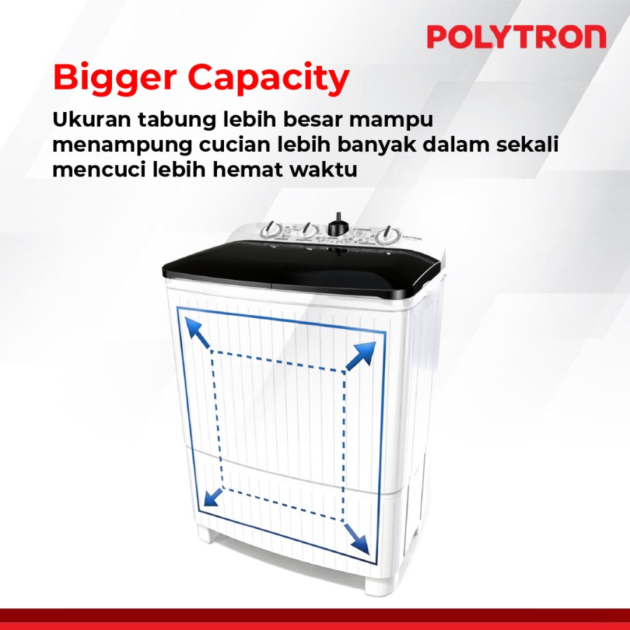 POLYTRON PWM 1082 Mesin Cuci 2 Tabung Primadona Samba Hijab 10 Kg