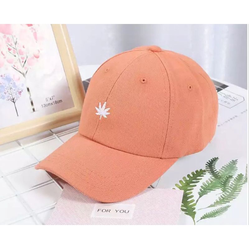 Topi Baseball Bordir Mini Daun / Topi Daun Ring Besi Laki Perempuan Remaja Dewasa