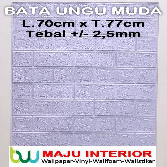 Wallpaper 3D Bata 70x77 cm Walpaper Dinding 3D Brick Foam Motif Anak Doraemon Hello Kitty Stiker-Ungu Muda 2,5mm