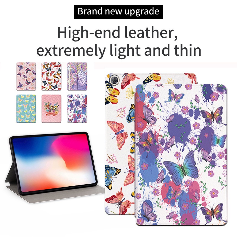 Stand Casing Huawei MediaPad M5 Lite8 8.0 &quot;2019 JDN2-L09/M5 8.4&quot; 2018 SHT-AL09/W09 Tablet Fashion Fancy Flip Leather Case Honor Tab5 JDN2-W09 Warna Butterfly Holder Cover