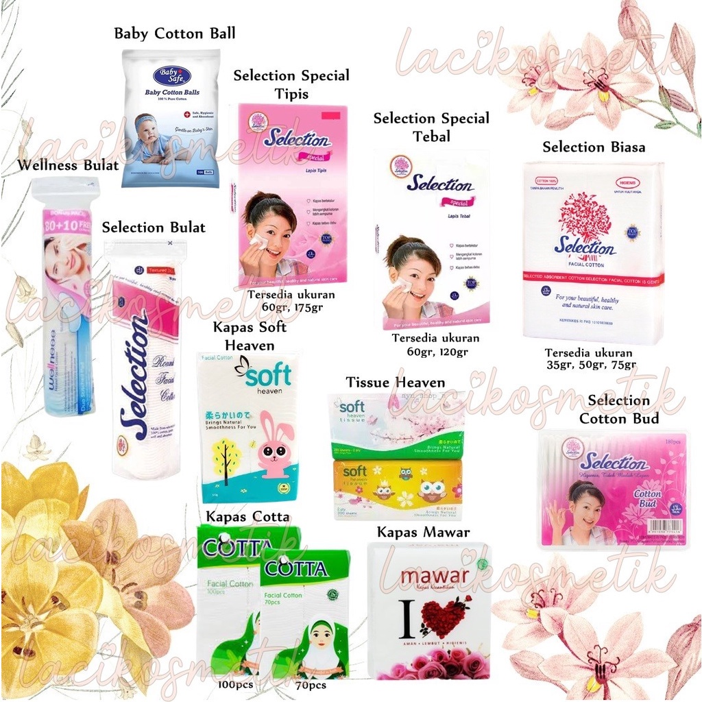 ✨LACIKOSME✨ KAPAS SELECTION FACIAL KAPAS ACNES/ MAWAR WELLNESS/ SOFT HEAVEN/ COTTA KAPAS KECANTIKAN