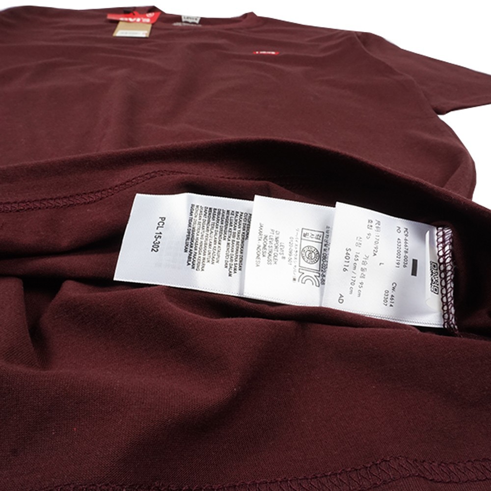 Kaos Polos Levis Burgundy Bordir Original