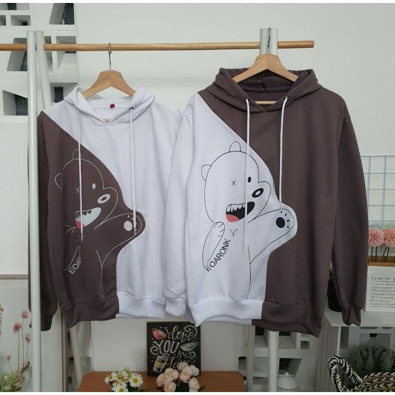 4539 Sweater Hoodie Pria Wanita | AERONK Burgundi bear | Pakaian Pria|Wanita Casual