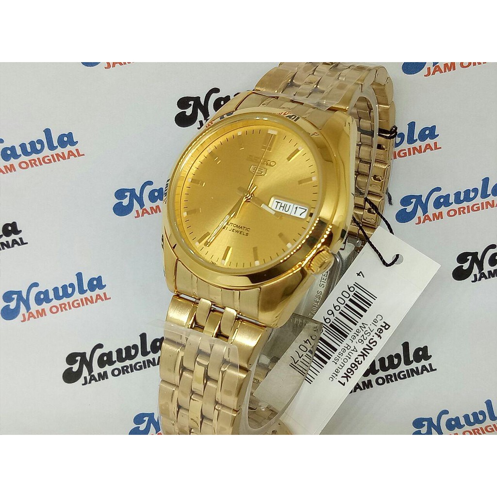 Seiko 5 SNK366K1 Gold Plated Bracelet - Jam Tangan Pria SNK366