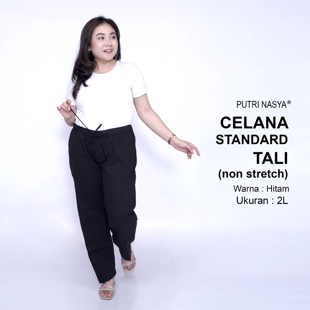 Celana Kerja Kantor Standard Tali (NON STRETCH) Bigsize 8L,6L,5L,4L,2L,XL, all size, / Celana Wanita Jumbo / Celana Kerja Seragam Wanita Big / Celana Bahan Wanita Formal Super Jumbo Kekinian / Celana Bahan Katun Kantor Kekinian Terbaru Karet Big Wanita