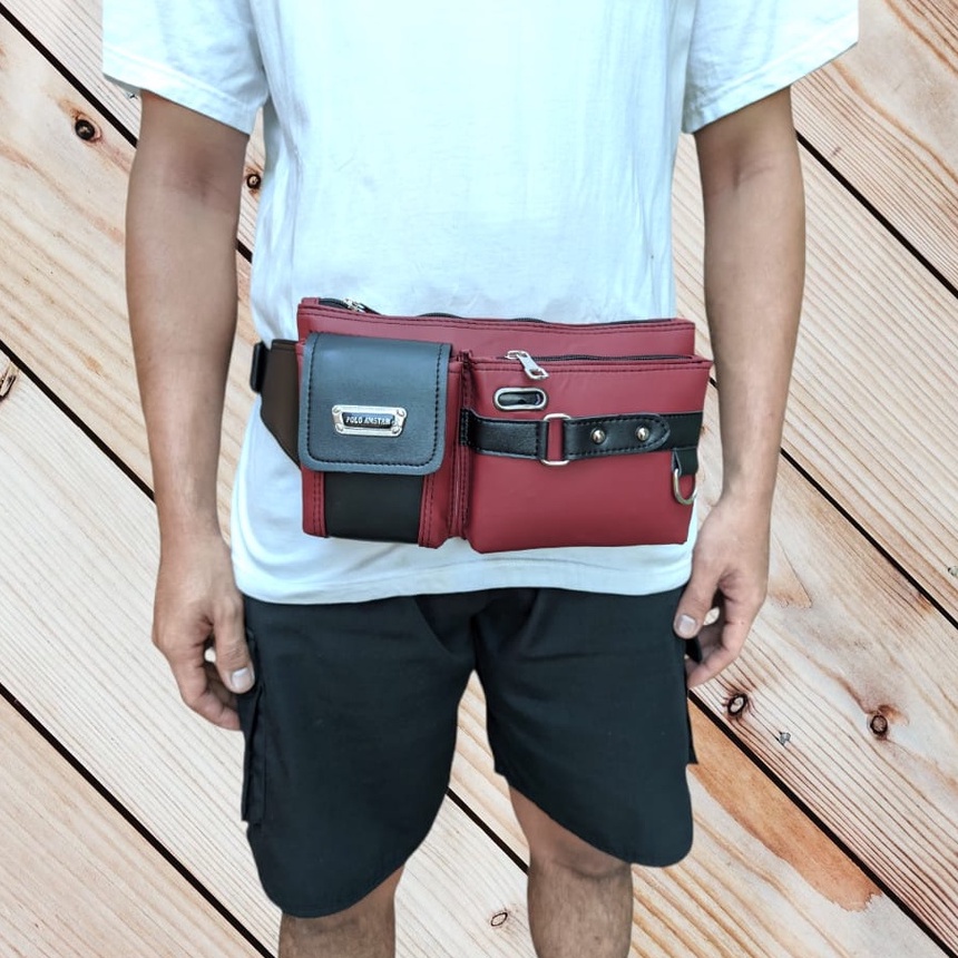 Tas Pria Waist Bag Waterproof Original Polo Amstar Premium Tas Pinggang &amp; Tas Selempang Bahu