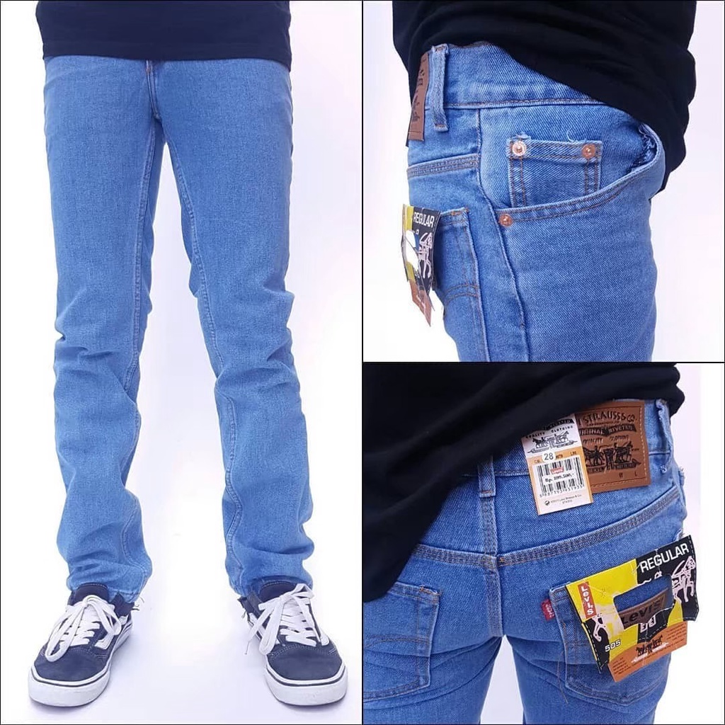 Delaux Store Celana Jeans Panjang Pria Standar Basic Cowok Cream Moca REGULER FIT Premium Bandung