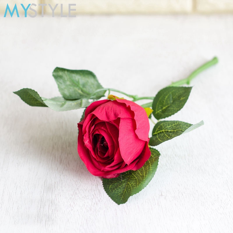 MYSTYLE BUNGA PLASTIK ROSE 287 BUNGA MAWAR SATUAN HIAS PLASTIC ARTIFICIAL BUNGA ARTIFISIAL MURAH-MERAH