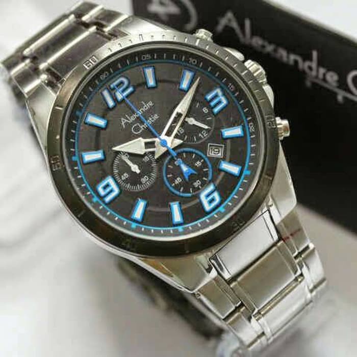 Jam Alexandre Christie AC 6345 SIlver Dial Blue Pria