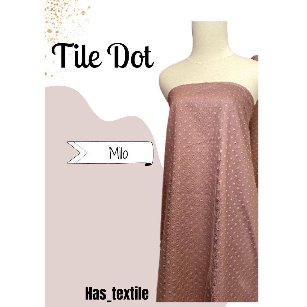 Kain Tile Tulle Dot /Dotty/Polkadot Warna Coklat Milo Bahan Kebaya