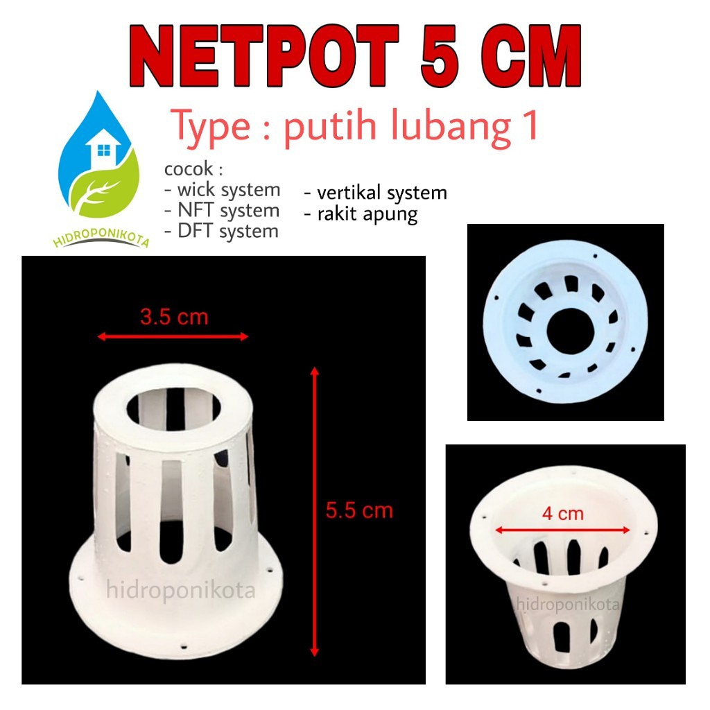 netpot 5 cm putih lubang 1 - netpot hidroponik