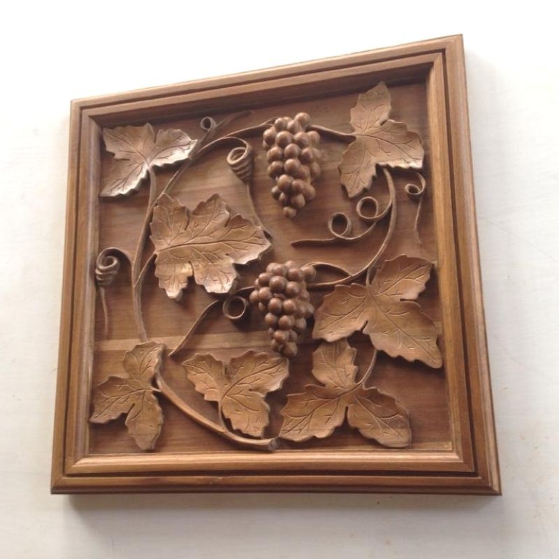 hiasan dinding kayu, dekorasi dinding, pajangan dinding, ukir anggur,