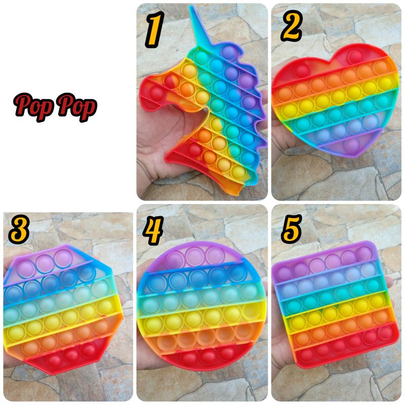 Mainan anak POP IT fidget push RAINBOW bahan lentur tebal TERMURAH-7